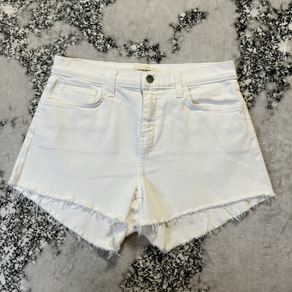 L'agence Ryland Denim Shorts Womens Size 26 White Cut Off Mid Rise Relaxed